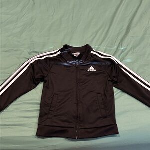 Adidas Kids Black Jacket with White Stripes